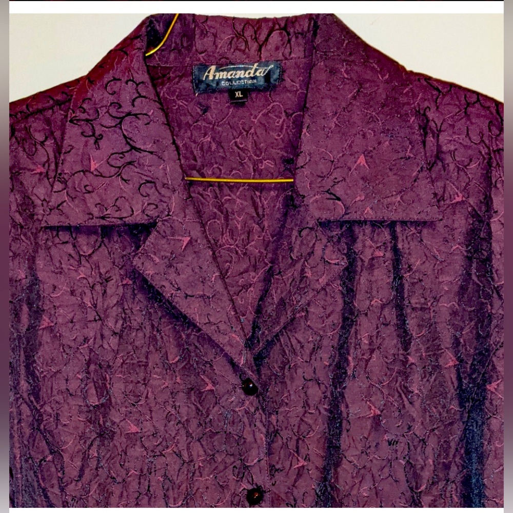 💐Burgundy Long Sleeve Dressy Top, Amanda Collection, XL